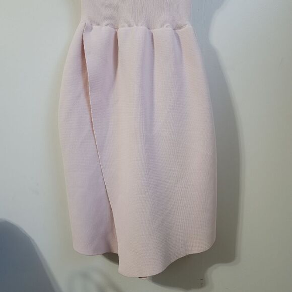 Asos Pale Pink Rib Knit Back Cutout Faux Wrap Dress Size 6 - Picture 6 of 9